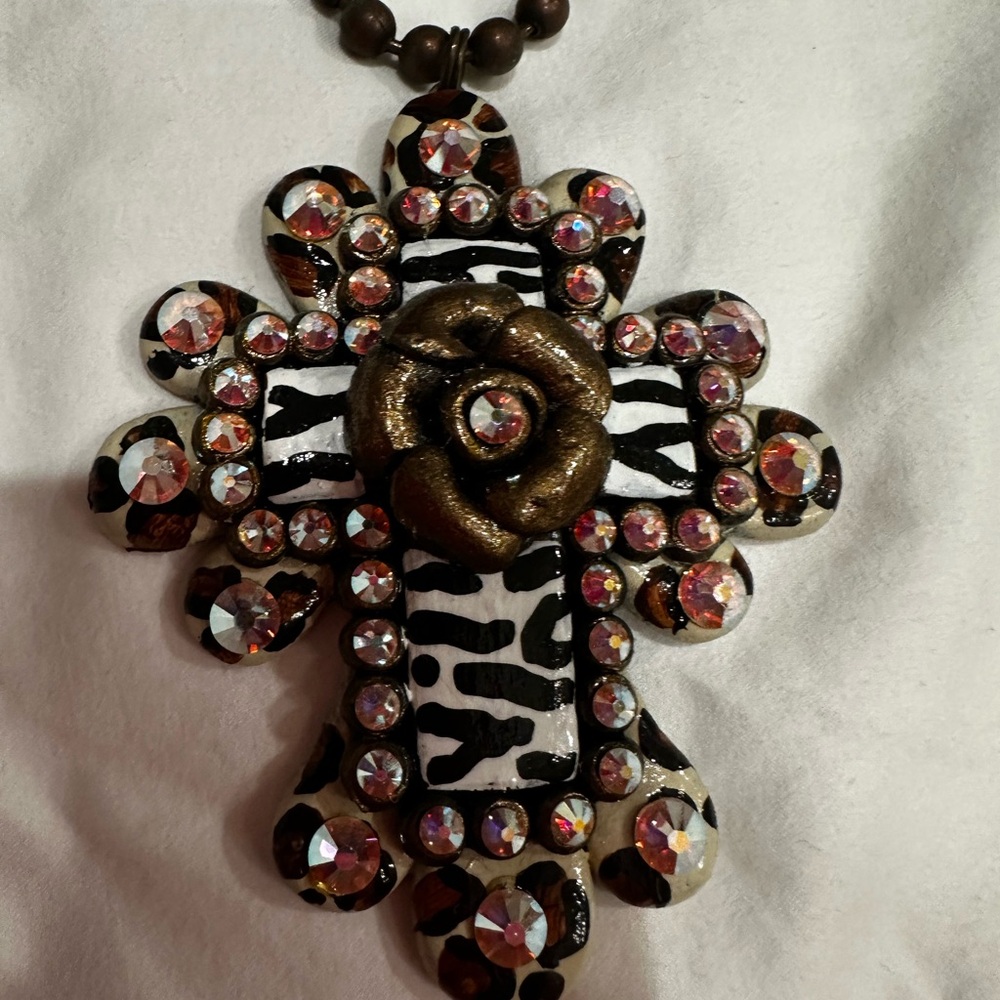 Animal Print Cross Pendant Necklace